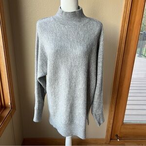 Magaschoni Mock Neck Sweater Gray Long Sleeve Slits Minimalistic Neutral Office